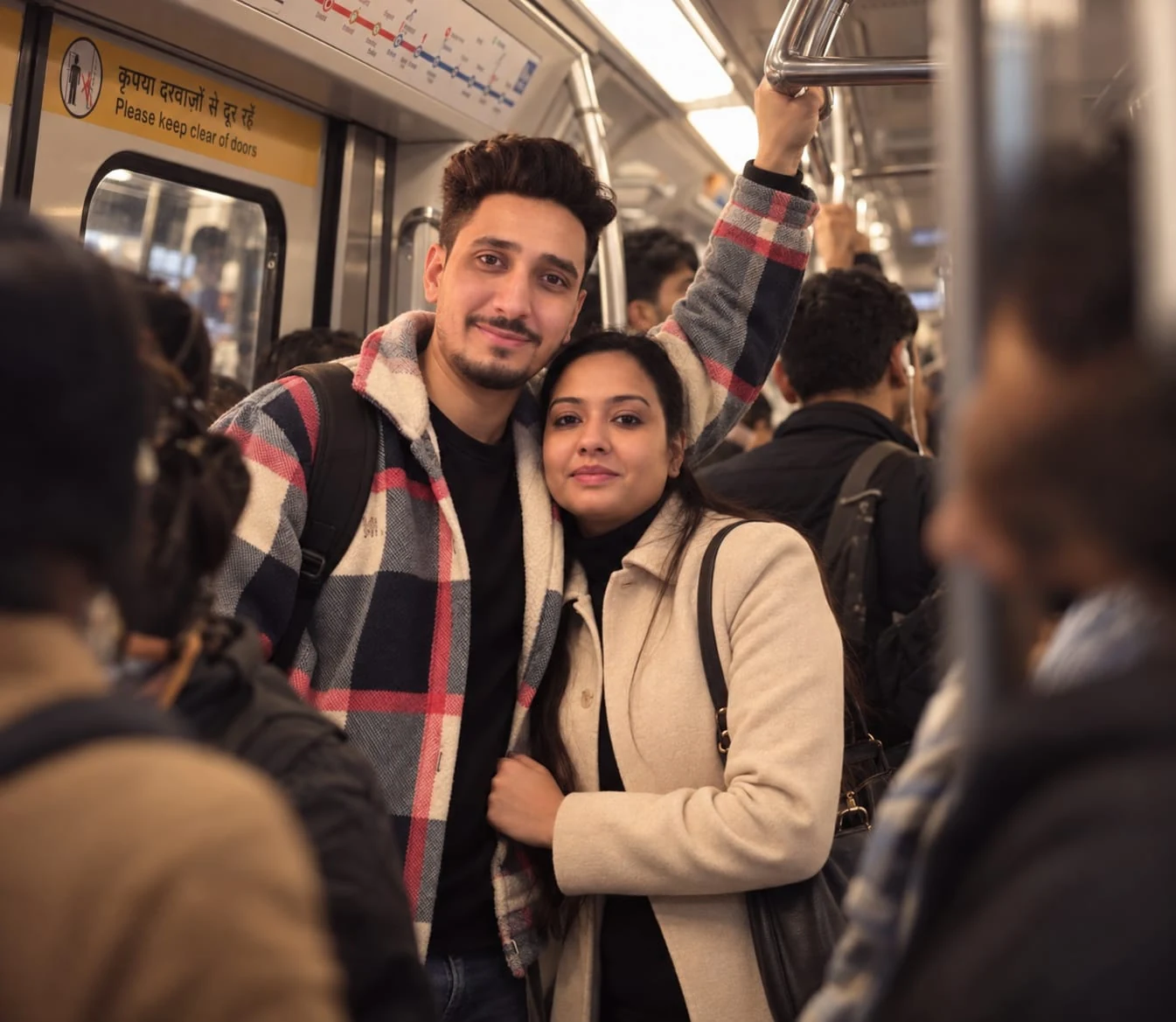 Madhu and Parichay together on a metro journey