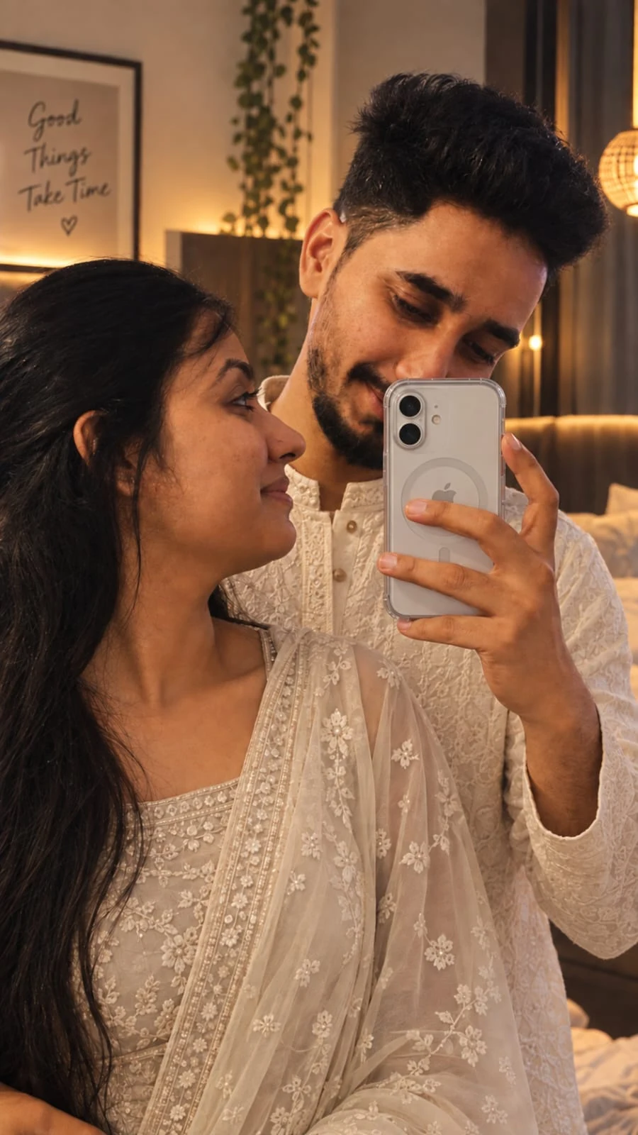 Madhu and Parichay sharing a close mirror selfie